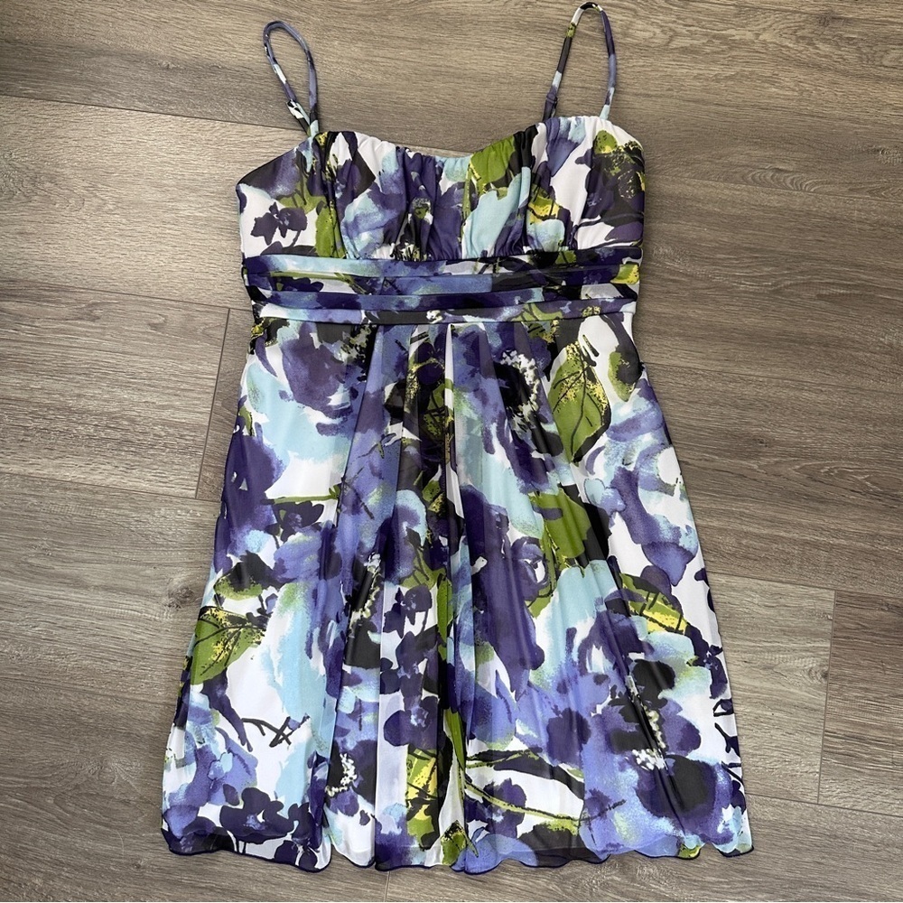 IZ Byer Watercolor Floral Party Mini Dress Babydoll Y2K Tulle Women M /Junior XL - Picture 10 of 16
